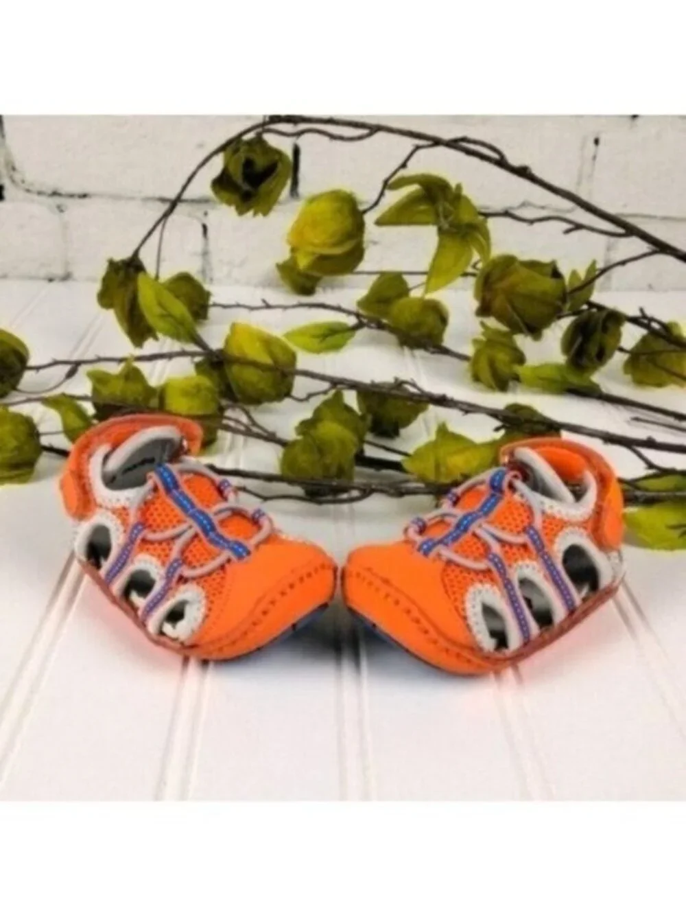 Riley Roos Patrick Leather Baby Shoes Orange Size Small 3-6 Months